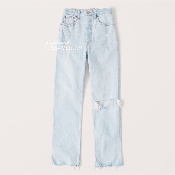 NWT ABERCROMBIE 90s Straight Jean Light Ripped size 30 - Picture 4 of 14